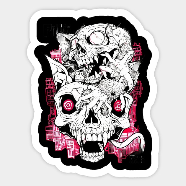 Ratfink skull Sticker by MikeyMeta